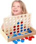 4 in a Row Wooden Board Game Foldable Line Up 4 Classic Family Toy Educational Toy for Kids and Family...