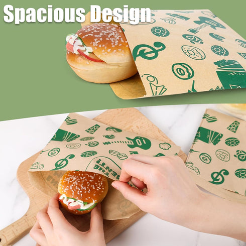 VGOODALL 50PCS Paper Sandwich Bags, Small Snack Bags 8.1x6.6inch Wax Paper Bags for Snack Sandwich Picnic...