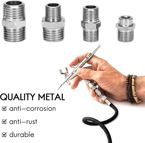 8 PCS Airbrush Adaptor Kit Compressor Connector Set 1/4 to 1/8 Threaded Plug for Connecting for Compressor and Airbrush Hose...