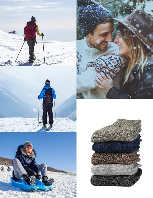 Jeasona Wool Hiking Socks for Women Warm Winter Thermal Thick Socks for Cold Weather Cozy Gifts for Women Mom 5 Pairs...