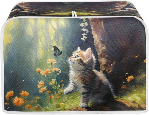 Cat Butterfly Printed Toaster Cover for Anti-Dust & Fingerprint, Cute Kitchen Small Appliance, Microwave Toaster Oven Cover Decor Accessories for ...