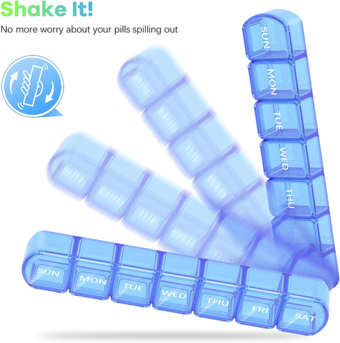 Extra Large Pill Organizer 2 Pack, XL Pill Box 7 Day, Weekly Pill Case with Large Capacity, Jumbo Organizer, BPA Free (Blue+Green)...
