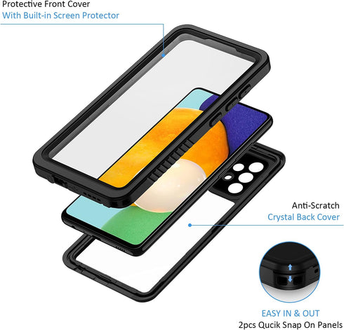 Lanhiem for Samsung Galaxy A52 Case, IP68 Waterproof Dustproof with Built-in Screen Protector, Heavy Duty Full Body Protective Phone Case for Gala...