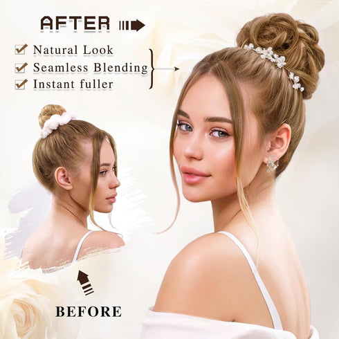 HMD Messy Bun Hair Piece Wavy Curly Scrunchies for Women Hair Bun Hair Piece with Elastic Band Scrunchies Stretchy Fluffy Chignon Ponytail Hairpie...
