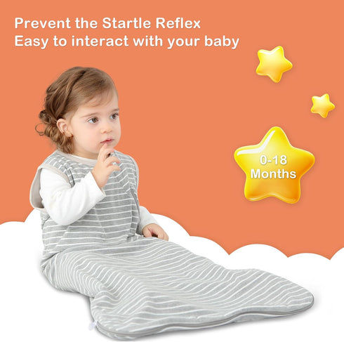 Baby Sleep Sack 6-12 Months Sleeveless Infant Wearable Blanket Comfy Soft Lightweight 2-way J-shaped zipper Swaddle Transition Sleeping Bag 1.0 TO...