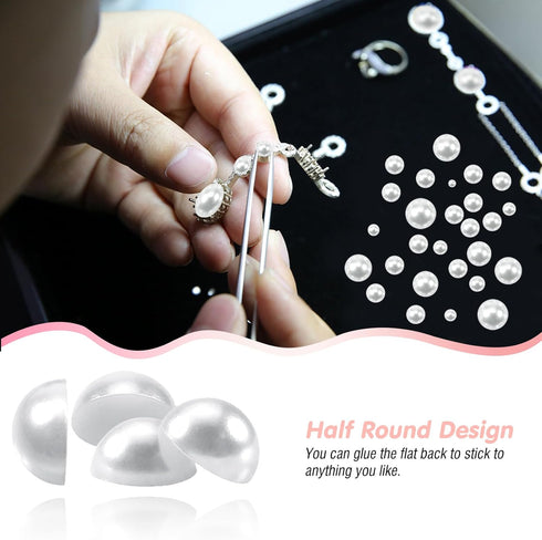 TOAOB 13000pcs White Flat Back Pearl Beads Half Round Imitation Pearls 2mm to 10mm Assorted Sizes Plastic Gem Pearls for Crafts Nails Phone Shoes ...