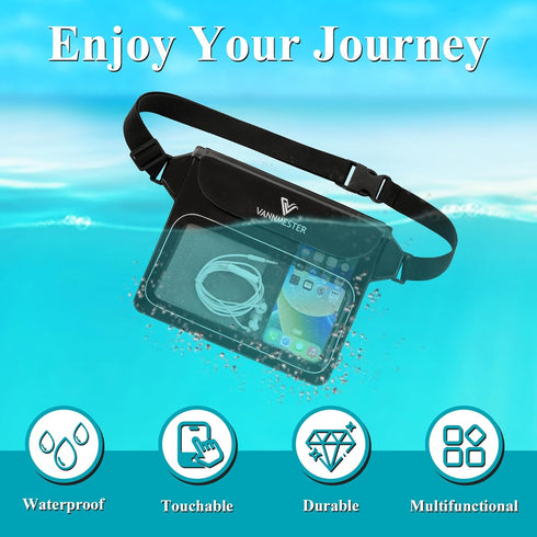Waterproof Waist Pouch,Screen Touchable Dry Belt Bag,Waterproof Waist Bag,Waterproof Fanny Pack for Swimming Kayaking Snorkeling Beach -Black...