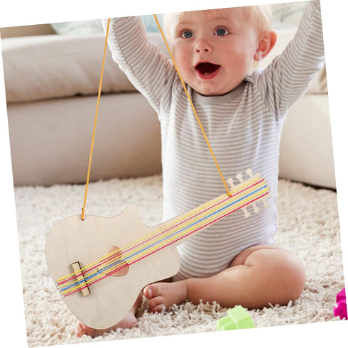 2pcs Graffiti Painting Guitar Toys Kids DIY Crafts Wooden Guitar Toy for Kids Graffiti Wooden Guitar Toy Wooden Graffiti Guitar Toy Wood Guitar Wo...
