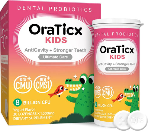 Kids Dental Probiotics for Anti-Cavity + Healthy Teeth and Gums, 8 Billion CFU Probiotics for Oral Health, Sugar Free Yogurt Flavor 1-Pack...