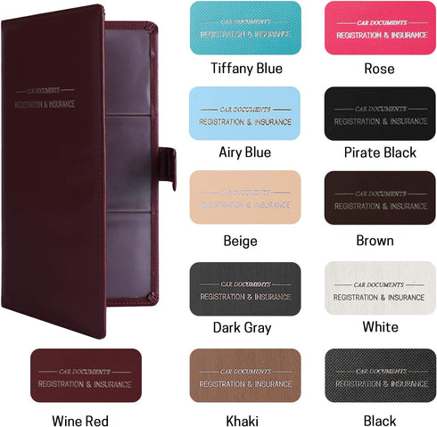 GNEGNI Leather Car Registration and Insurance Card Holder, Auto Truck Document Holder Vehicle Glove Box Paperwork Organizer Wallet with Magnetic C...