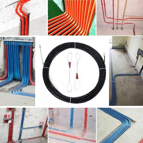 15M Cable Puller Rod Cable Running Rod Duct Push Rod Fastener Four Leaf Spiral Fish Tape Cable Pulling Fish Tape Rod...