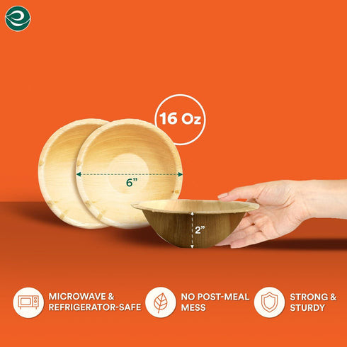 ECO SOUL Palm Leaf Bowls (20, Large 6" (16 Oz) | Round)...