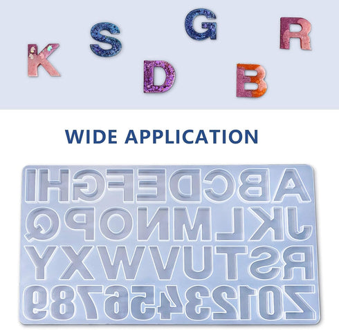 DIY Letters Backwards Silicone Mold Alphabet Number Silicone Molds Large Clear Resin Mold Jewelry Keychain Casting Mold Epoxy Resin Craft Supplies...