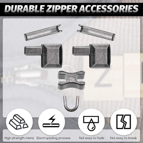 WILLBOND 60 Pieces Metal Zipper Insertion Pin 4 Sizes Zipper Repair Kit Latch Slider Retainer for Jackets Coats 3 Colors DIY Sewing Replacement, S...