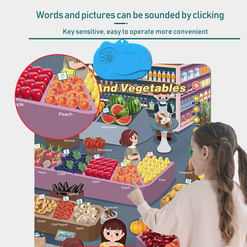 Electronic Alphabet Wall Chart,Zoo Animal Sounds&Memory Toddler Activities?Learning Animals Resources? Facts Game,Kids Learning Poster Interactive...