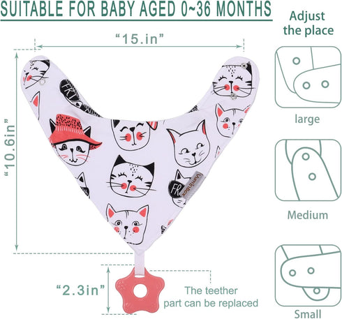 Baby Bandana Drool Bibs 6-Pack and Teething Toys 6-Pack Made with 100% Organic Cotton, Absorbent and Soft Unisex...