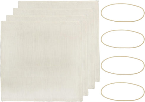 Cornucopia Brands Kombucha Jar Cloth Covers (4-Pack); Unbleached Muslin Cloth Covers w/Rubber Bands, Custom Size for Kombucha Jars...