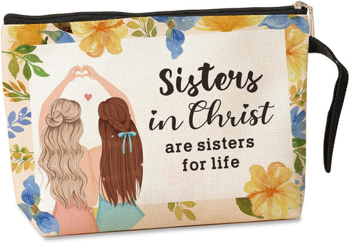 Sister Gifts Inspirational Christian Gifts for Women Her Makeup Bag, Religious Gifts Makeup Zipper Pouch Bag Bible Verse Cosmetic Bag Scripture Ch...