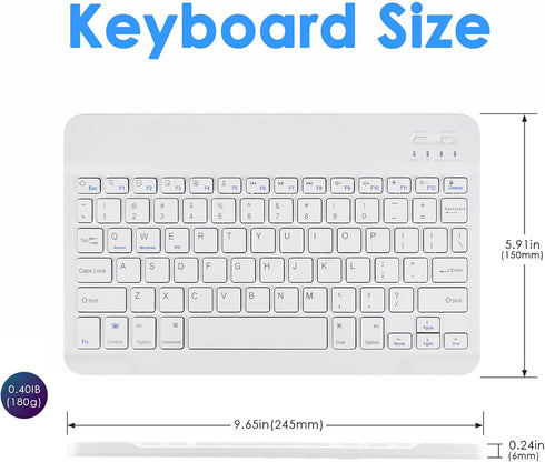 DETUOSI Universal 10 inch Wireless Keyboard, (0.23 inch) Ultrathin Slim Lightweight Travel Portable, 10.1" Multi-Device Wireless Keyboard for iOS/...
