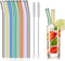 8 Pcs Reusable Glass Straws, 8"x8mm Eco-friendly Drinking Straws for Smoothies, Milkshakes, Tea, Juice, Cocktails - Multi-Color Mixed (8Pcs Bent)...