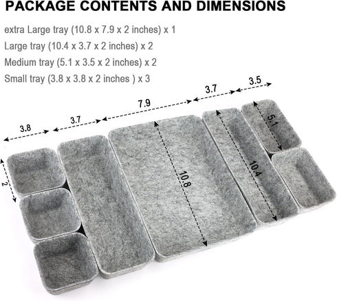Drawer Organizer 8 Pieces Felt Storage Bins for Office Desk Accessories and Cosmetic Desk Organizer and Dividers with 4 Sizes for Dressing Table B...