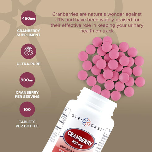 GeriCare Cranberry Supplement, 100 Tablets 450 mg (3)...