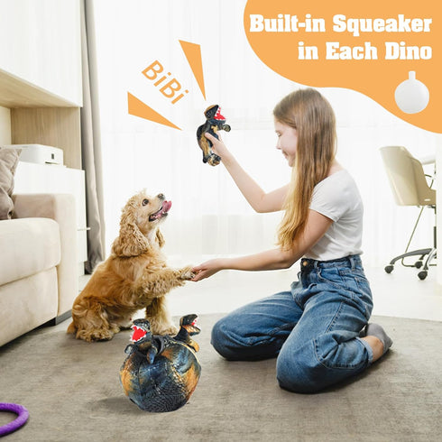 vocheer Squeaky Dog Toy, Dinosaur Hide and Seek Dog Toy Puzzle Interactive Pet Toy for Medium/Small Dogs, Random Color...