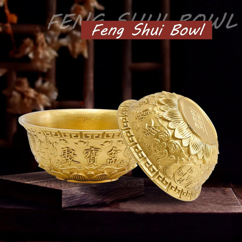 Feng Shui Treasure Basin Wealth Prosperity Bowl, Mini Brass Cornucopia Bowl, Golden Offering Bowl Good Luck Table Centerpieces Home Office Decorat...