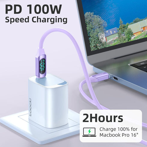 100W USB C to USB C Cable 5A 6.6ft Type C to Type C Cable with LED Display Silicones USB C Charger Cable for Samsung Galaxy S24 S23 S22 S21 A55 A4...