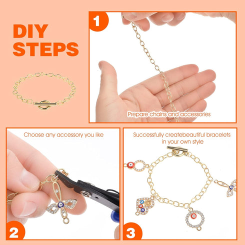 Prasacco 12 Pcs Bracelet Chains for Jewelry Making, Chain Bracelet for Women, Link Chain Bracelets with OT Toggle Clasp, Charm Bracelets for Jewel...