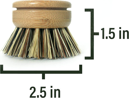 6 pcs Wooden Dish Brush Replacement Heads Made of Renewable Bamboo Wood and Natural Bristle Fiber, Durable, Long Lasting (Palm/Coconut Fiber Brist...