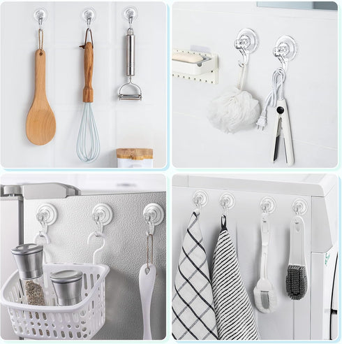 VIS'V Suction Cup Hooks, Small Shower Suction Hooks, Heavy Duty, Removable and Reusable, Clear, 4 Pcs...