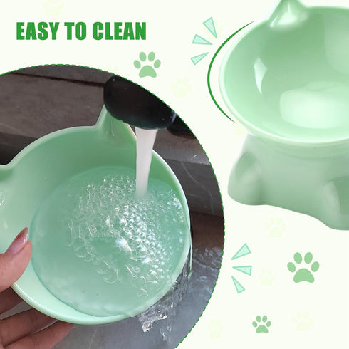 3PCS Elevated Cat Bowls, 15° Tilted Raised Cat Food Bowl Anti-Vomiting, Raised Cat Food and Water Bowl Set for Protecting Pet's Spine, Shallow Cat...