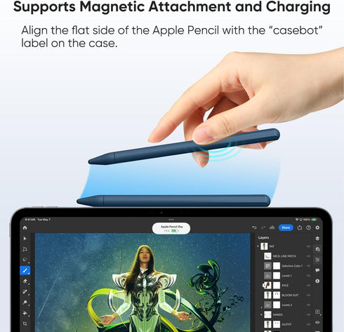Fintie Silicone Sleeve for Apple Pencil Pro & Apple Pencil 2nd Generation, Light Pen Skin Case Cover Soft Protective Grip Holder with 2 Nib Covers...
