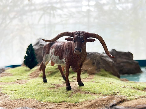 Gemini&Genius Longhorn Cow Toy Action Figure, Farm Animal Toys, Hand Painted, 6 Inches Length, Realistic and Durable Farm Toys for Children Boys a...