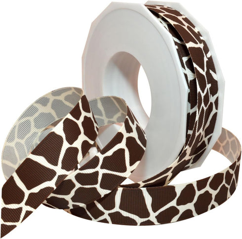 Morex Ribbon 05722/20-028 Giraffe Grosgrain Ribbon, 7/8-Inch by 20-Yard, Antique White and Espresso...