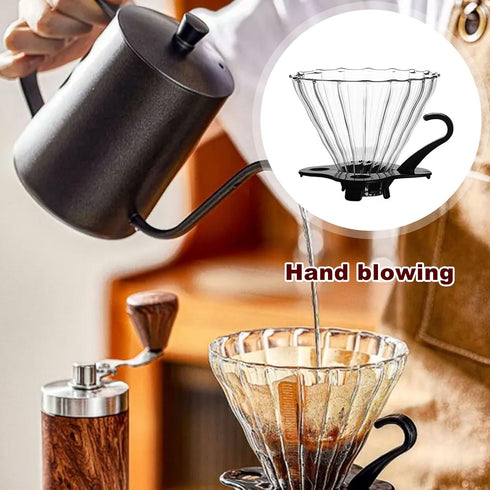 V60 02 Cone Glass Coffee Dripper, 1-4 Cups, Pour Over Coffee Maker, Reusable Coffee Filter Cup, Slow Brewing Accessories for Home, Cafe, Party...