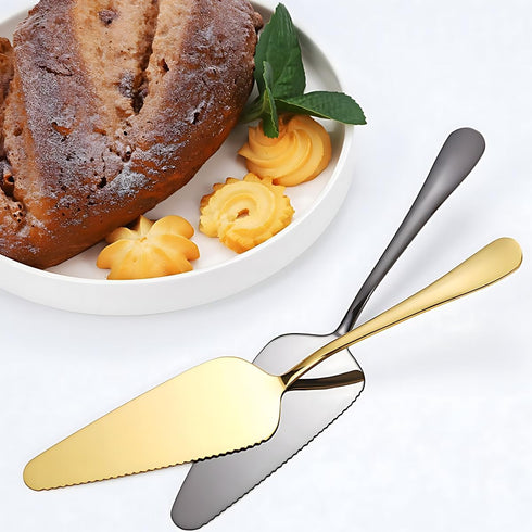 Stainless Steel Cake Server Pack of 10 Pie Holder Transfer Triangular Spade Spatula Serrated Edge for Pizza Cake Baking Safe in Dishwasher (Silver...