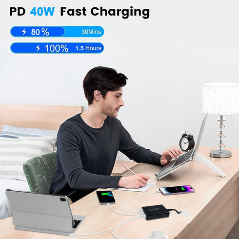 120W Fast 6 Ports Desktop Charging Station,USB C Charging Hub for Multiple Devices, Travel USB Charger Block for iPhone 15 Pro Max 14 Pro Max 13 P...