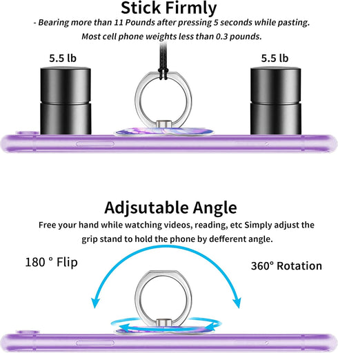 Purple Metal Cell Phone Ring Butterfly Holder, Finger Kickstand Back Stand Hand Grip Compatible with Smartphone, Tablet, E-Reader, Etc.......