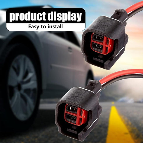 Pack-2 Automotive EV6 EV14 Fuel Injector Connector, Fuel Injector Pigtail Connector Plug Wire, Fuel Injector Connector with Wire, Universal EV6 EV...