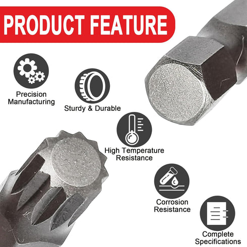 1pcs M8 Triple Square Spline Bit Socket For Electric And Pneumatic Tools,1/4" Shank,12 Point,50mm Carbon Steel...