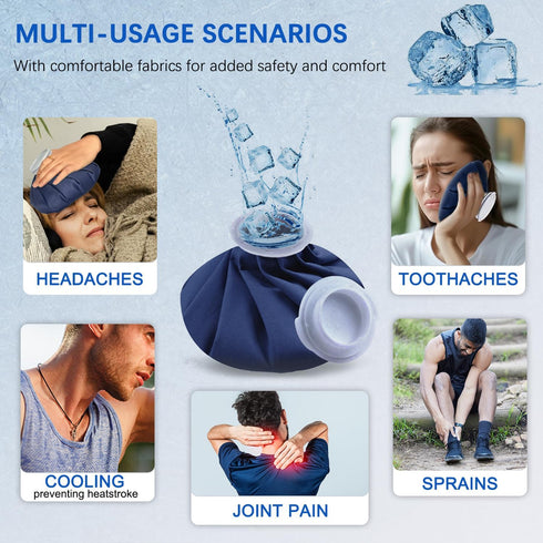 Ice Bag for Injuries, First-Aid Pain Relief, Refillable Ice Bags for Teeth, Knees, Menstrual, Back, Shoulders Pain, Headaches, Cold & Hot Therapy ...
