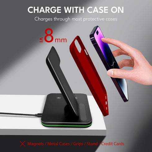 Wireless Charging Station for Apple Multiple Devices,3 in 1 Qi Wireless Charger Stand Dock Organizer for iPhone 15/14/13/12/11/Pro/X/Max/XS/XR, fo...