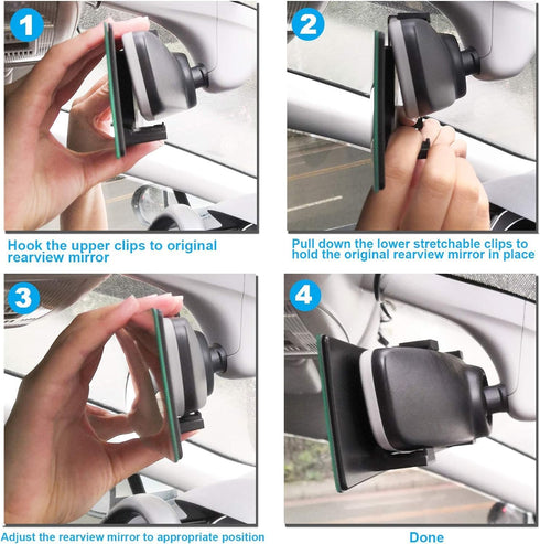Rear View Mirror, Panoramic Rearview Mirror, Car Interior Clip-On Wide Angle Frameless Rear View Mirror to Reduce Blind Spot Effectively for Car S...