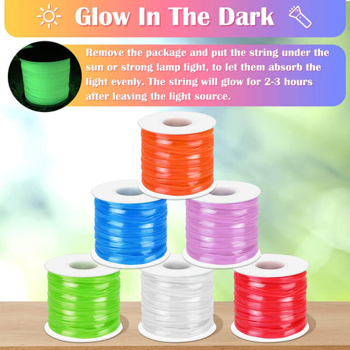 Lanyard String Kit, Cridoz 6Pack Glow in Dark Plastic Lacing Cord Gimp String Lanyard Weaving Kit for Boondoggle, Bracelets, Keychains, Crafts...