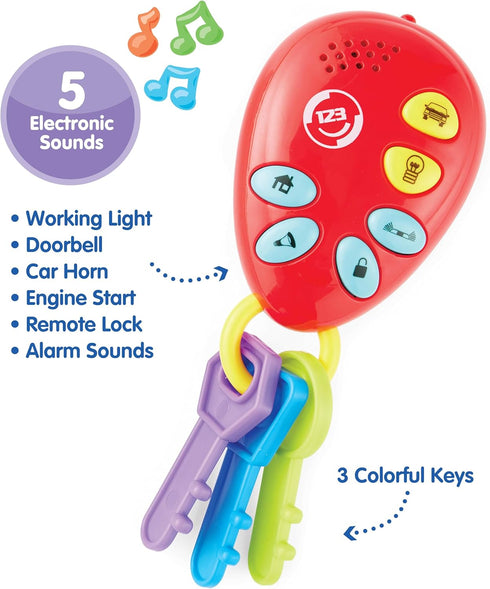 Kidoozie Phone & Keys Combo Set - Interactive Toy Bundle for Ages 12 Months+ - Key Ring & Cell Phone with Music, Animal Sounds, & More!...