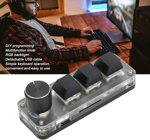 SUNGOOYUE USB 3 Key Keypad, Multifunctional Shortcut RGB Backlight Mini Mechanical Keyboard with Knob for DIY Programming Gaming...