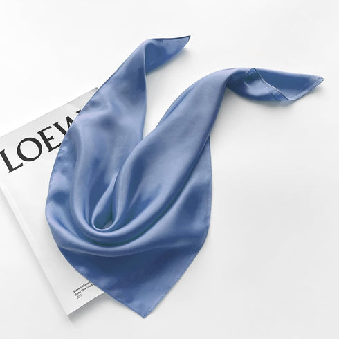 MEISEE 100% Pure Mulberry Silk Scarf 26"x26"(in) Square Scarf Head Scarf Neck scarf Headscarf for Women with Gift Packed-Mist Blue...