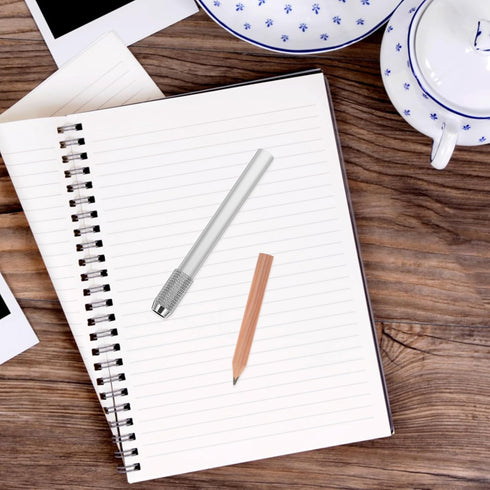 TEHAUX 5pcs Pencil Extenders, 4inch Stainless Steel Pencil Lengthener Adjustable Charcoal Pencil Stand Pen Sleeve Extender Pencil Extender Holder ...